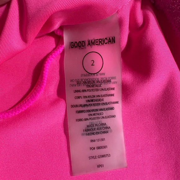 Good American Glitter Strapless One-Piece Swimsuit - Bright Pink - Picture 6 of 6